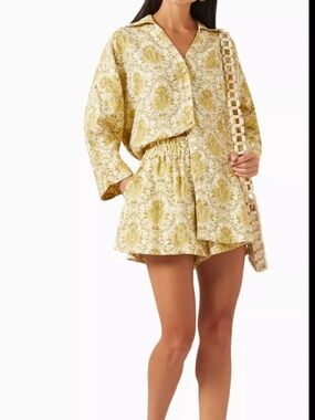 Morton Mac Two-Piece Printed Button-Front Top & Shorts Set